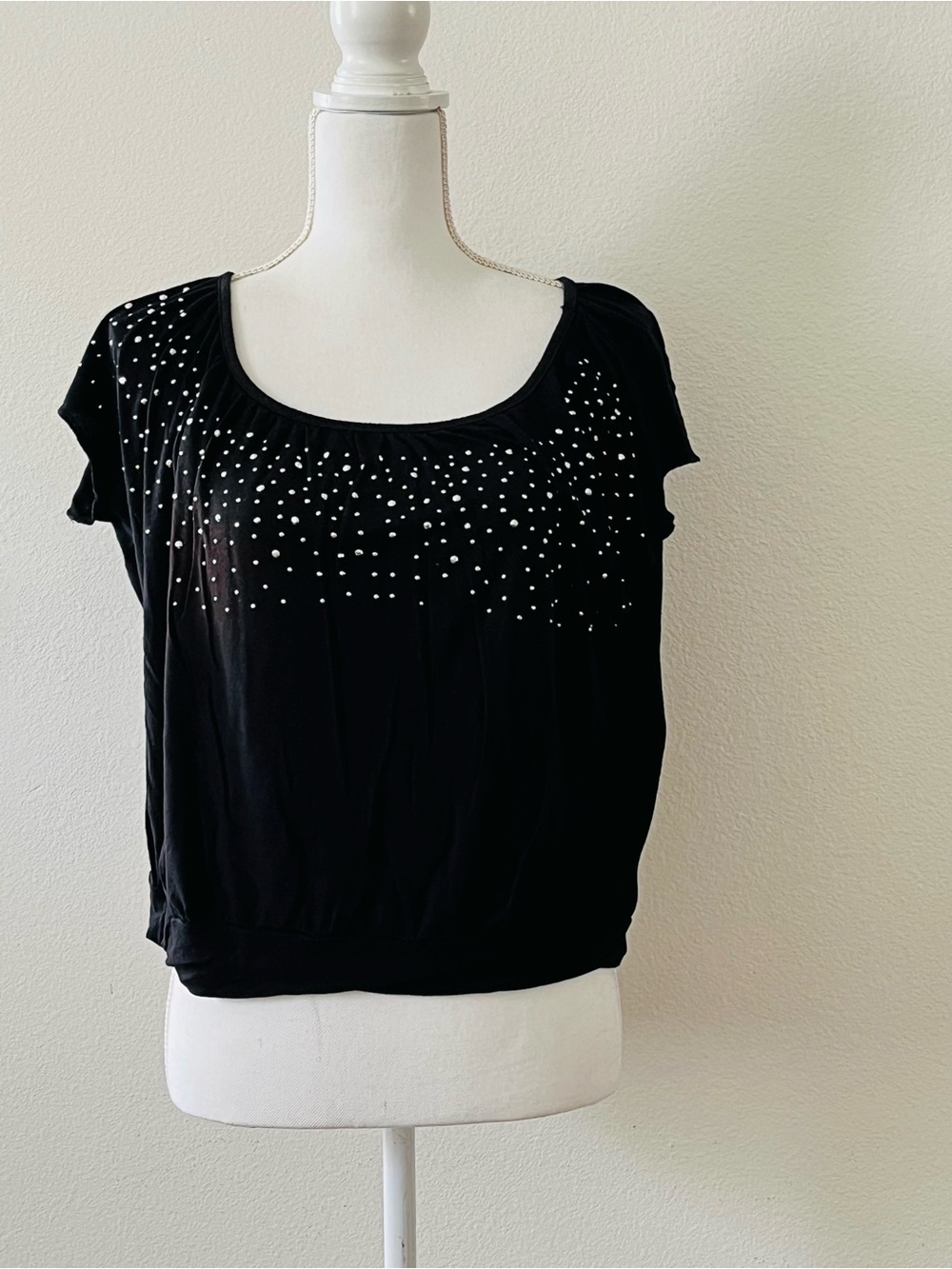 Undercover Black Short-Sleeve Top with Silver Stud Accents